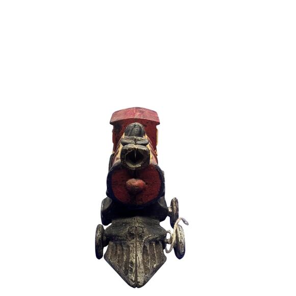 Vintage Cast Iron Locomotive Train Red Black Paint Antique Toy Train Engine - Picture 3 of 13